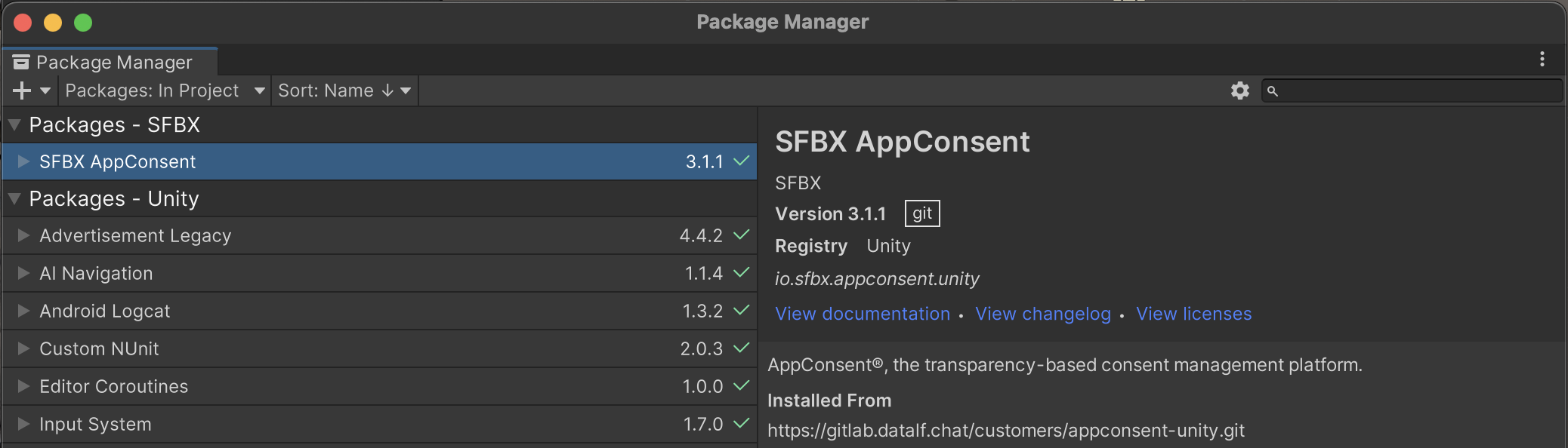 SFBX AppConsent package