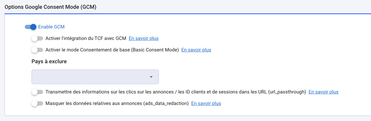 Add notice propriétés Google GCM